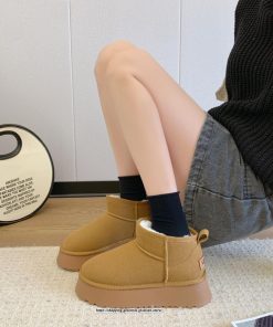 ブーツ | ムートン美脚 脚長 ショート無地 疲れない 靴 保温 レディース 暖かい もこもこ ふわふわ 履きやすい 秋冬 歩きやすい オシャレ 快適 柔らかい