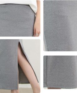 ロングスカート | バックスリット ニットスカート 無地