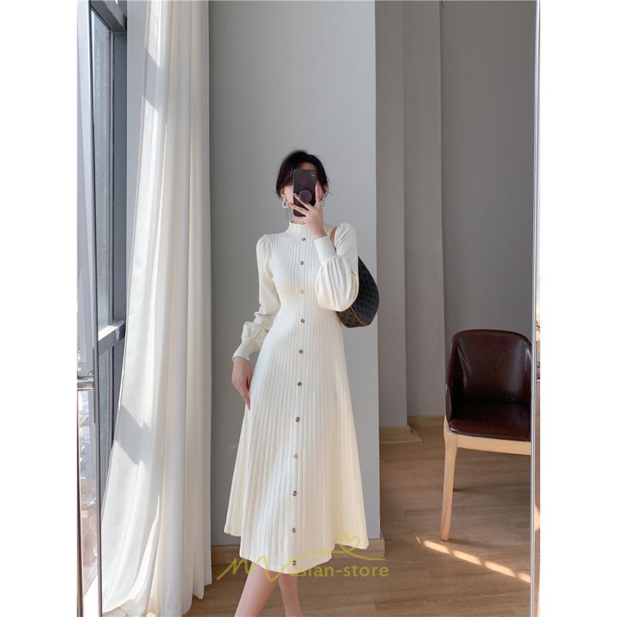 ニットワンピース | ロングワンピース ワンピース レディース ロング丈 秋 冬 ハイネック 長袖 体型カバー 秋冬 上品 OL 50代 30代 40代 通勤