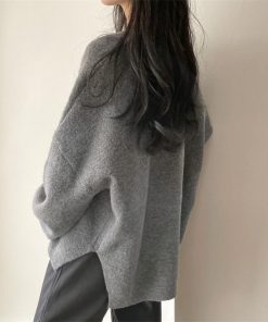 ニット・セーター | ニット レディース 秋冬 厚手 トップス セーター 秋服コーデ 長袖 パフスリーブ ボリューム感 スリット ゆったり 30代 上品 無地 大人 ニットセーター 大きめ