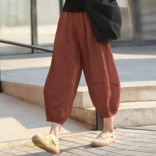 ワイドパンツ | パンツ 無地 レディース 着痩せ かわいい 9分丈 カジュアルパンツ テーパードパンツ ガウチョパンツ 40代 30代 体型カバー 20代 お出かけ