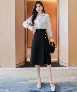 スカート | Aラインタイトビジネスフォーマル OL オフィス 黒ハイウエスト エレガント 着痩せ ヒップアップ シルエット