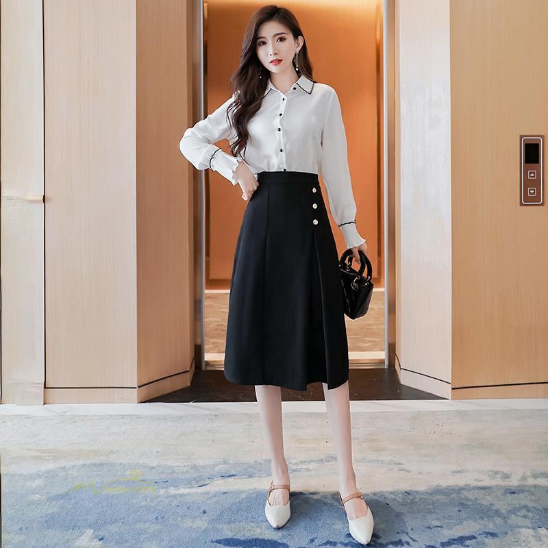 スカート | Aラインタイトビジネスフォーマル OL オフィス 黒ハイウエスト エレガント 着痩せ ヒップアップ シルエット