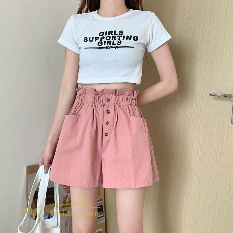 ショートパンツ | レディース サマーパンツ 夏コーデ 新作 おしゃれ ハイウエスト 無地 きれいめ 女性着 アウトドア ゆったり お出かけ パンツ ワイドパンツ 日常