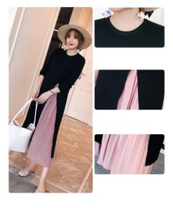 セール | 授乳ワンピース マタニティウェア ロングワンピース 切り替えワンピース 可愛い 秋服 レディース 長袖 秋冬 ヨコファスナー ママ 産前 授乳可 上品 産後