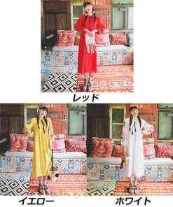 マキシ | ワンピース 夏秋 長袖 レディース ワンピ ロング 美シルエット ロングワンピ―ス 大人 花柄 刺繍 エスニック風 リゾート 綿麻 お出かけ リネン コットン 旅行