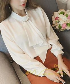 在庫ある | 長袖ブラウス レディース 秋物 シャツレディース ブラウスシャツ オフィス シフォンブラウス 30代40代50代 リボン OL 白ブラウス トップス フリル 4色