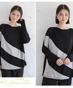 ｔシャツ・カットソー | カットソー レディース 長袖tシャツ シンプル ゆったり 着痩せ 体型カバー 長袖 秋コーデ ボートネック 切り替え 大人 Tシャツ 大人 カジュアル フリーサイズ