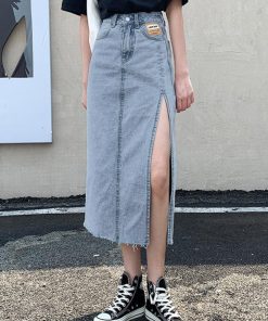 ロングスカート | デニムスカート スリット ハイウエスト
