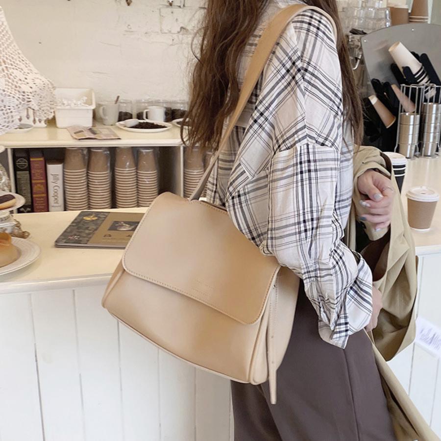 ショルダーバッグ | シンプル 韓国風 2way肩掛けバッグ 斜めがけバッグ 通学 フェイクレザー フリップバッグ レディース 通勤