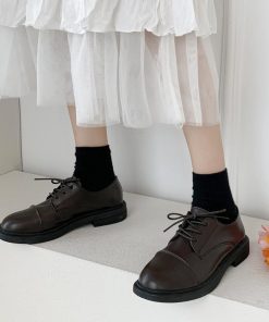 ショートブーツ | 靴 シンプル レースアップ レザー調 カジュアル ローヒール ドレスシューズ レディース 履きやすい