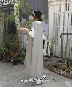 マキシ | ニットベストワンピース レディース 40代 秋冬 ワンピース Vネック ニットロングベスト ニットワンピース ゆったり ひざ下 オシャレ 韓国風 無地カジュアル