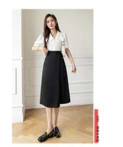 スカート | ひざ丈 ひざ下 ハイウエスト Aライン レディース エレガント レトロ風 着痩せ 上品 トレンド ゆったり 女子会 OL フォーマル 通勤 ビジネス 就活