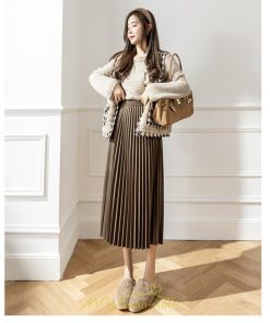 スカート | ロング 秋 秋服 レディース ボトムス ロング冬 プリーツ 無地 可愛い カジュアル オシャレ 着痩せ 韓国風 可愛い キレイめ