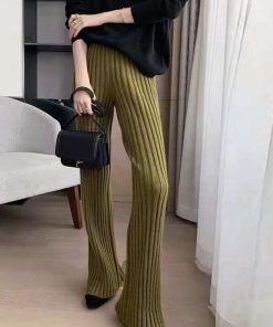 ワイドパンツ | リブニットパンツ リラックスパンツ厚手