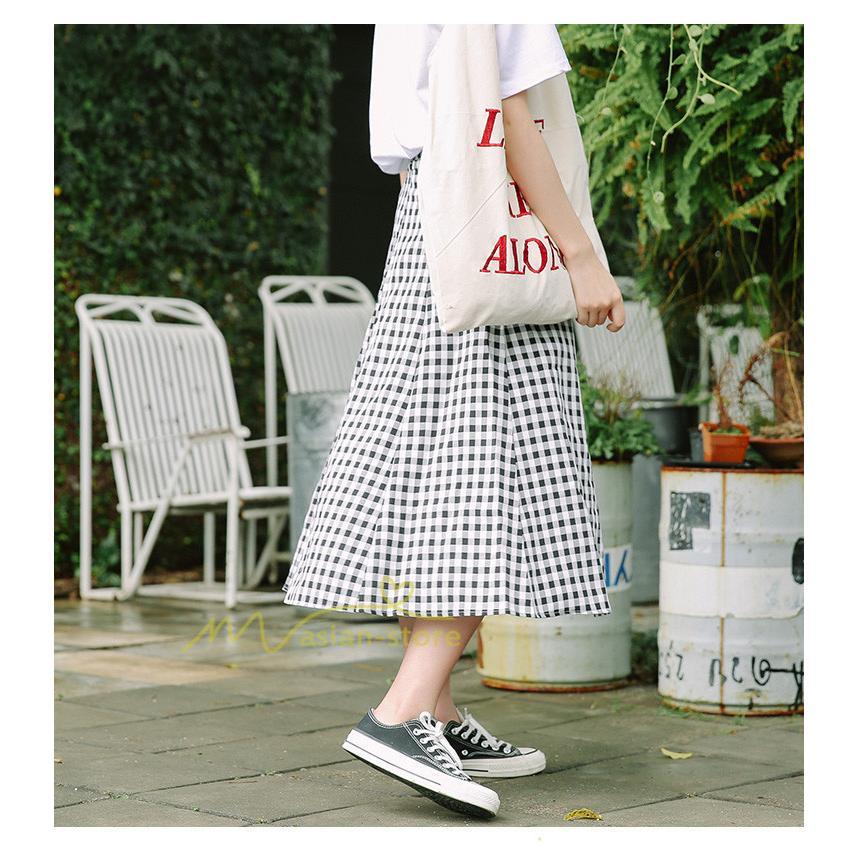 スカート | チェック柄 ロング丈 フレア ボトムス レディース フェミニン デイリー 上品 20代30代40代50代 カジュアル 着痩せ お出かけ 体系カバー 通勤通学 夏物