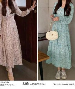 ワンピース | ウエストシャーリング花柄ロングワンピース