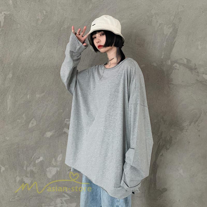 パーカー | 不規則 トップス レディース 2021新作 ワイドプルオーバー フードなし Tシャツ 長袖 インナー 日常感 着回し ゆったり 単品売り カジュアル