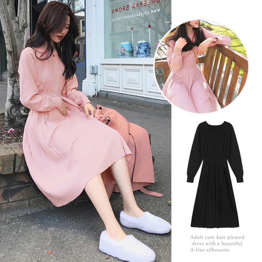 ワンピース | ニットプリーツワンピースレディースニット