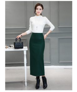 在庫ある | 短納期ロングタイトスカート ハイウエスト ロングスカート ビジネススカート ラシャスカート スリットセクシースカート エレガント フェミニン 後ろファスナー