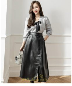 スカート | ロング秋冬 レディース フレア Aライン スリット 上品 フェミニン レザーかっこいい 通勤 OL キレイめ オフィス カジュアル