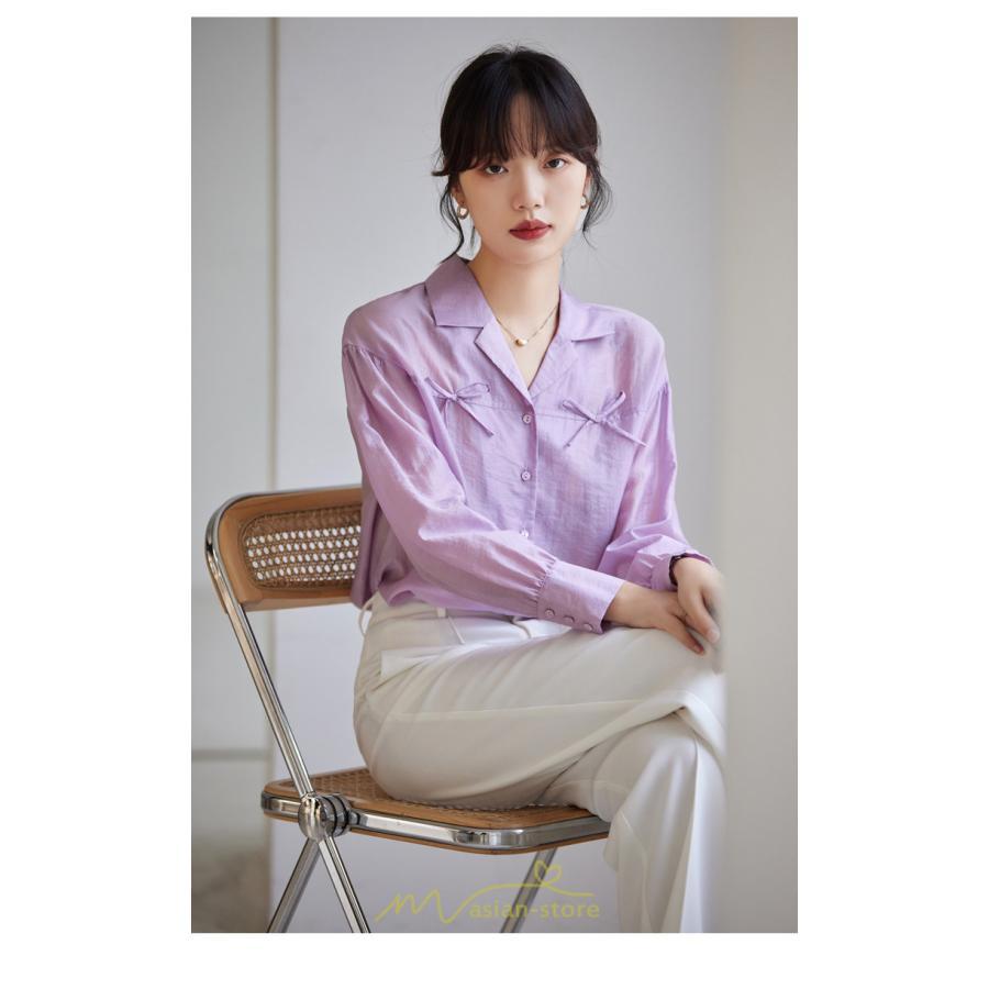 シャツ・ブラウス | ブラウス トップス レディース Vネック秋 蝶結び 可愛い トップス きれいめ フォーマル 上品 通勤 OL 20代30代40代50代 高品質 フェミニン