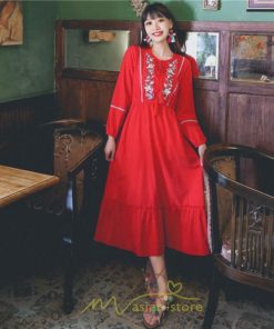 マキシ | ワンピース レディース ロング 夏秋 ゆったり 丸首 ナチュラル フレア ウィメンズ 女性用 同窓会 女子会 普段使い デート カジュアル 人気 Aライン 着やせ