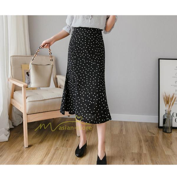 スカート | マーメイドマーメイド レディース ボトムス ロング丈 美シルエット ドット柄 シフォン20代30代40代 通勤通学 春夏 カジュアル 2022