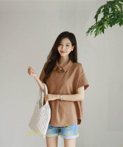 シャツ・ブラウス | ブラウス トップス 半袖 レディース 韓国風 2022新作 体型カバー シャツ 20代 30代 40代 50代 60代 大人 無地 可愛い ゆったり 夏 春 夏服 おしゃれ