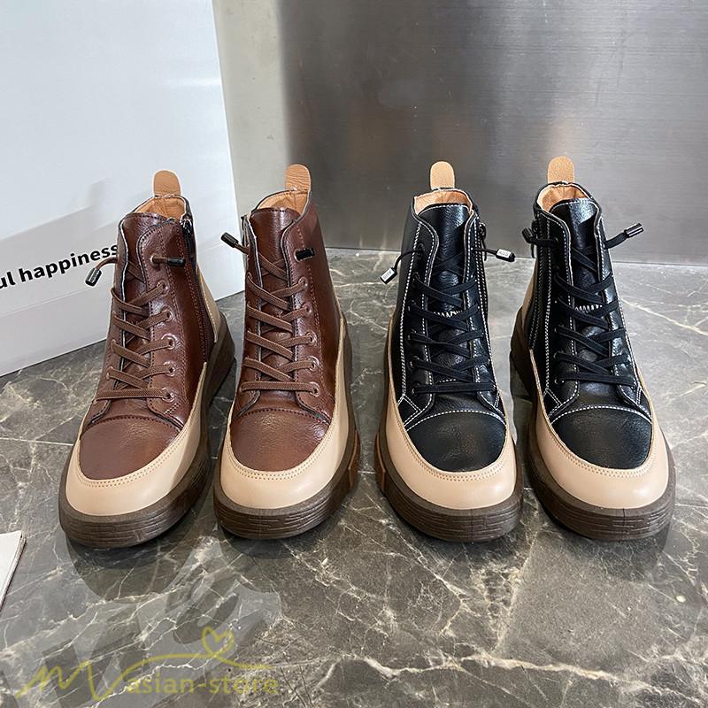 ショートブーツ | レディース ブーティー 太ヒール ブーツ ショートヒール カジュアル レースアップ 厚底 歩きやすい 厚底ブーツ コスプレ靴 編み上げブーツ