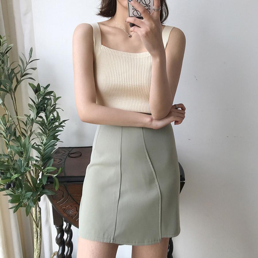 Tシャツ・カットソー | リブニット タンクトップ スクエアネック