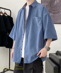 シャツ | 半袖 着痩せ 日常 おしゃれ カジュアル 韓国風 無地 新作 2021 夏コーデ ライトアウター ポケット 通勤通学 トップス ワイドゆったり 人気 上品
