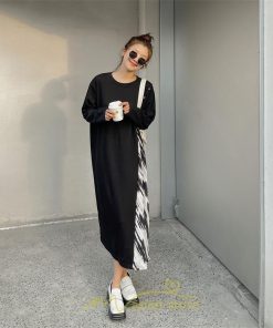 マキシ | ドッキングワンピース 秋 レディース 長袖ワンピース ロングワンピース 切り替えワンピース フェイク レイヤード風 お呼ばれワンピース ゆったり 大きいサイズ