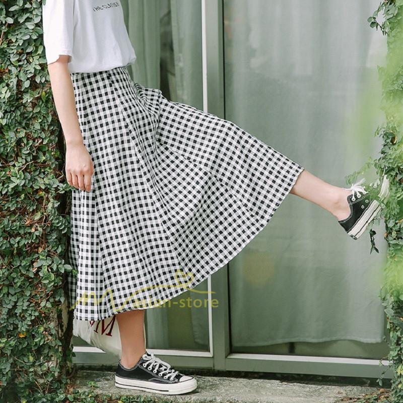 スカート | チェック柄 ロング丈 フレア ボトムス レディース フェミニン デイリー 上品 20代30代40代50代 カジュアル 着痩せ お出かけ 体系カバー 通勤通学 夏物
