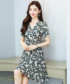 ミディアム | サマーワンピース レディース 夏服 膝丈 ミディアムワンピース 上品 サマーワンピース 上品 2XL 大きいサイズ きれいめ Aラインワンピース Vネック