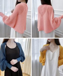 透かし編みトップス | ニットカーディガン レディース ショール