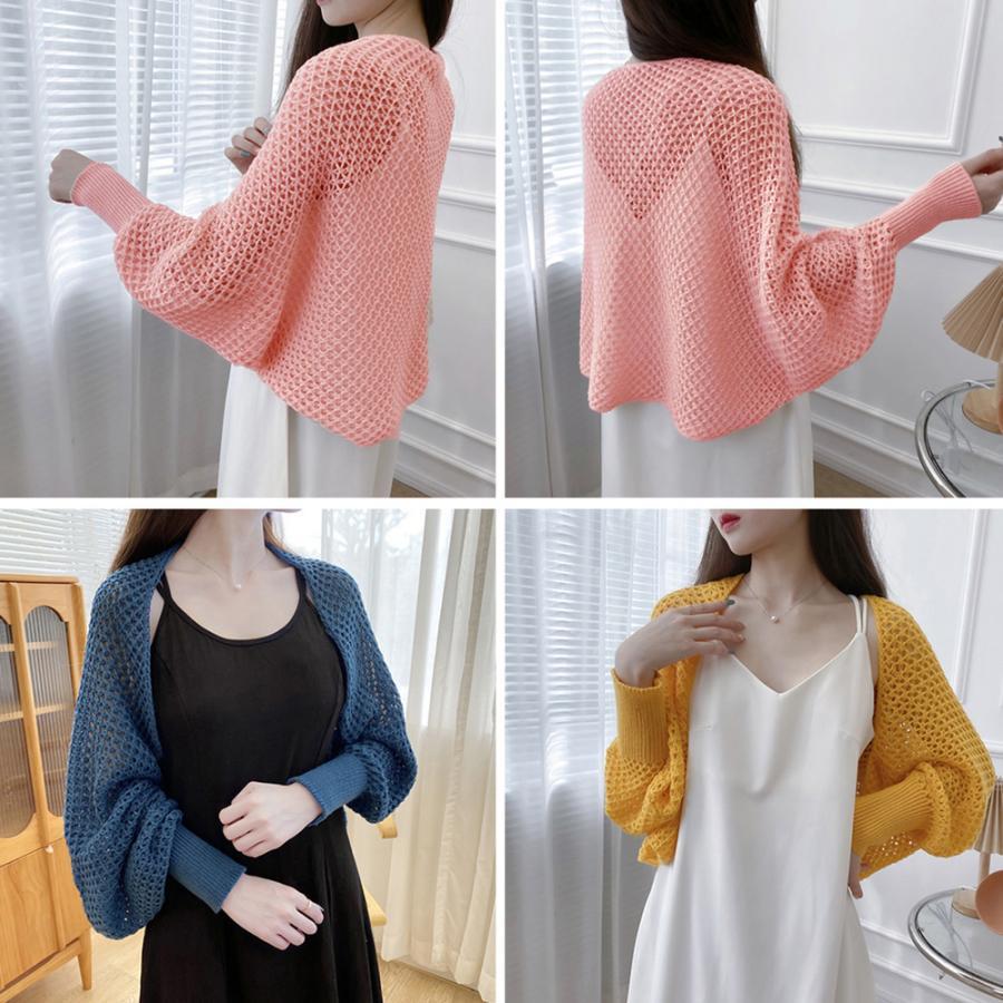 透かし編みトップス | ニットカーディガン レディース ショール