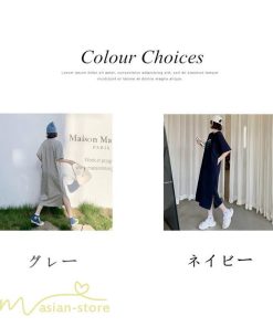 マキシ | ワンピース レディース Tシャツワンピース カットソー ロングTシャツ 夏新作 英字 半袖ワンピ ロングワンピ 大きいサイズ 体型カバー サマー 裾口スリット 夏物