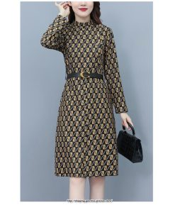 マキシ | ワンピース レディース 柄 大きいサイズ 膝丈 長袖 きれいめ 30代 40代 50代 着やせ 上品 キレイめ レトロ風 オシャレ カジュアル 春秋冬