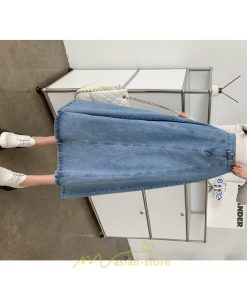 スカート | デニムフレアミモレ丈 ロングt丈 シンプル ゆったり レディース フレア 大人 秋冬 ハイウエスト 美脚 韓国ファッション 可愛い