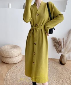 ニットワンピース | ニット ワンピース レディース 秋冬 春  Vネック 長袖 ロング丈 スリット キレイめ 上品 お出かけ 送料無料 女子会 二次会 同窓会 デート