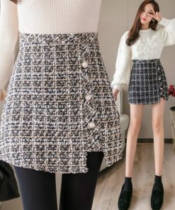 ミニスカート | チェック柄 ショート丈 Aライン ツイード タイトスカート スカート 台形スカート レディース ハイウエス 大人可愛い