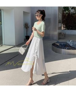 スカート | フレア ロング春物 レディース 春夏 リボン付き 蝶結び ウエストゴム 20代30代40代 通勤通学 カジュアル お出かけ 夏物 上品 着痩せ 着回し