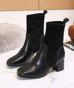 ショートブーツ | ブーツ レディース ローヒール スエード Pu 履きやすい ヒールブーツ 太めヒール ブーティ シューズ 靴 歩きやすい 秋 冬 通勤 40代 20代 通学 OL きれい 30代