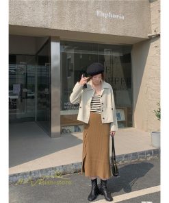 スカート | ニットタイトストレッチスリット入れロング丈 ミモレ丈 ハイウエスト 秋冬 ウエストゴム 美シルエット 楽チン