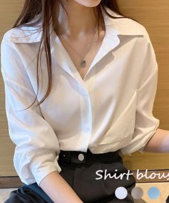 シャツ・ブラウス | シャツ おしゃれ 無地 オフィス ボダン ブラウス トップス ロング 襟付き 前開きシャツ レディース 仮ポケット付き