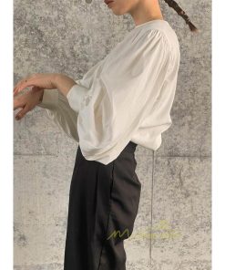 シャツ・ブラウス | 長袖ブラウス 綿100%ブラウス レディース シャツ 秋物 パフスリーブブラウス 無地 トップス 長袖 夏秋物 20代30代 可愛い ゆったりシルエット OL 大人