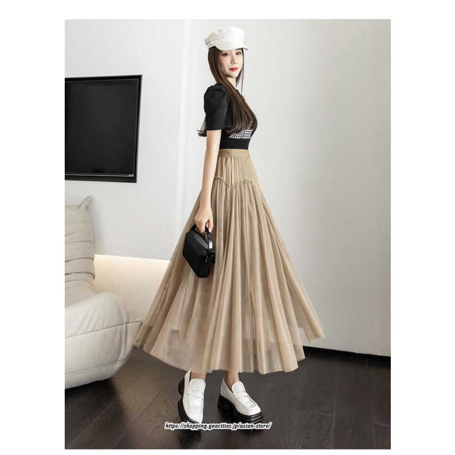 スカート | ロングティアードAラインレディース フレアハイウエスト 秋冬 無地 20代30代40代50代 オシャレ ゆったり