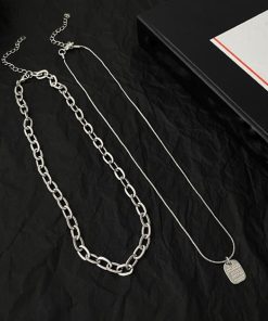 ネックレス | チョーカーチェーン ペンダント 女性 アクセサリー レディース シンプル 2連文字モチーフ 大人