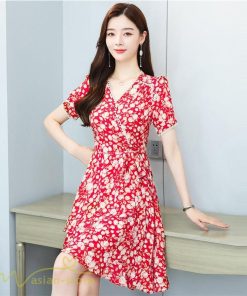 ミディアム | サマーワンピース レディース 夏服 膝丈 ミディアムワンピース 上品 サマーワンピース 上品 2XL 大きいサイズ きれいめ Aラインワンピース Vネック